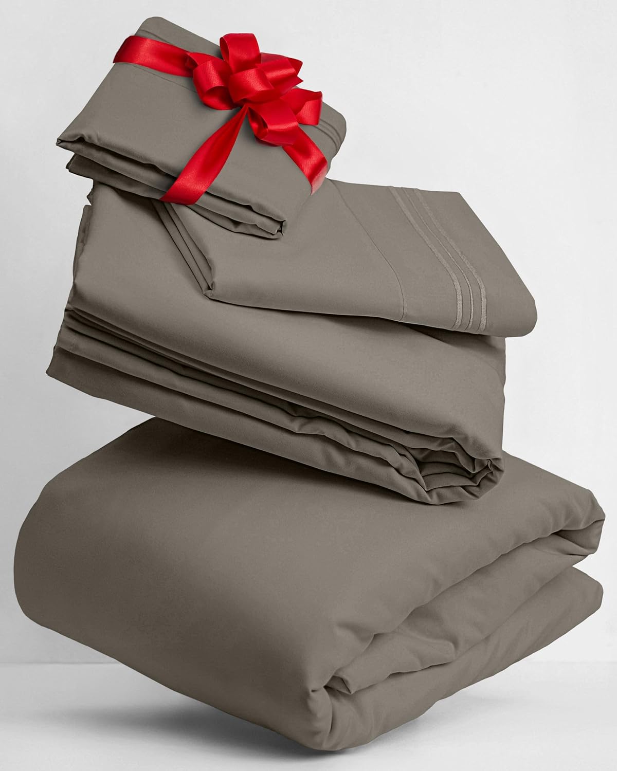 Mellanni Twin Sheets Set - 3 PC Hotel Luxury Bedding | Extra Soft, Cooling, Stain Resistant (Twin, Taupe)