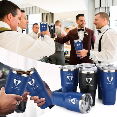 Pengtai Groomsmen Gifts Set of 6, 40oz Stainless Steel Modern Tumbler for Wedding, Bachelor Party