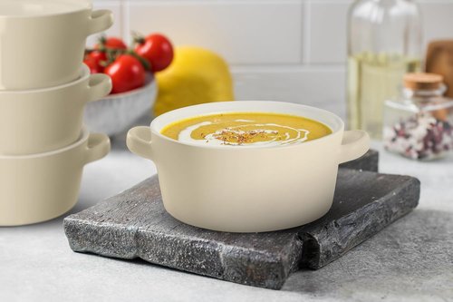 Kook Soup Crocks - Ceramic Stackable Bowls | Oven, Microwave & Dishwasher Safe, 18 oz, Set of 4 (Ivory)