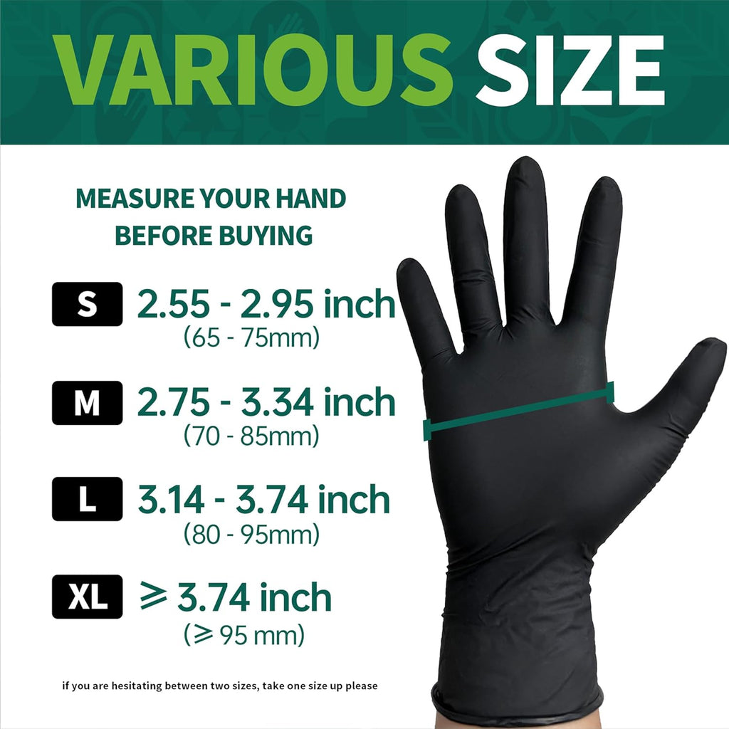 Supmedic Vinyl Disposable Exam Gloves - Black 4Mil, Powder-Free & Latex-Free, 100/1000 Ct