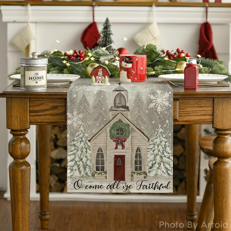 Artoid Mode 13 x 90 Inch Christmas Table Runner - Silver Variation