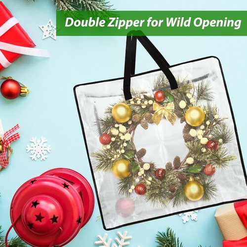 Clear Wreath Storage Container by [Brand Name] - 24 Inch with Zipper & Sturdy Handles | 8 Pack for Seasonal Decor