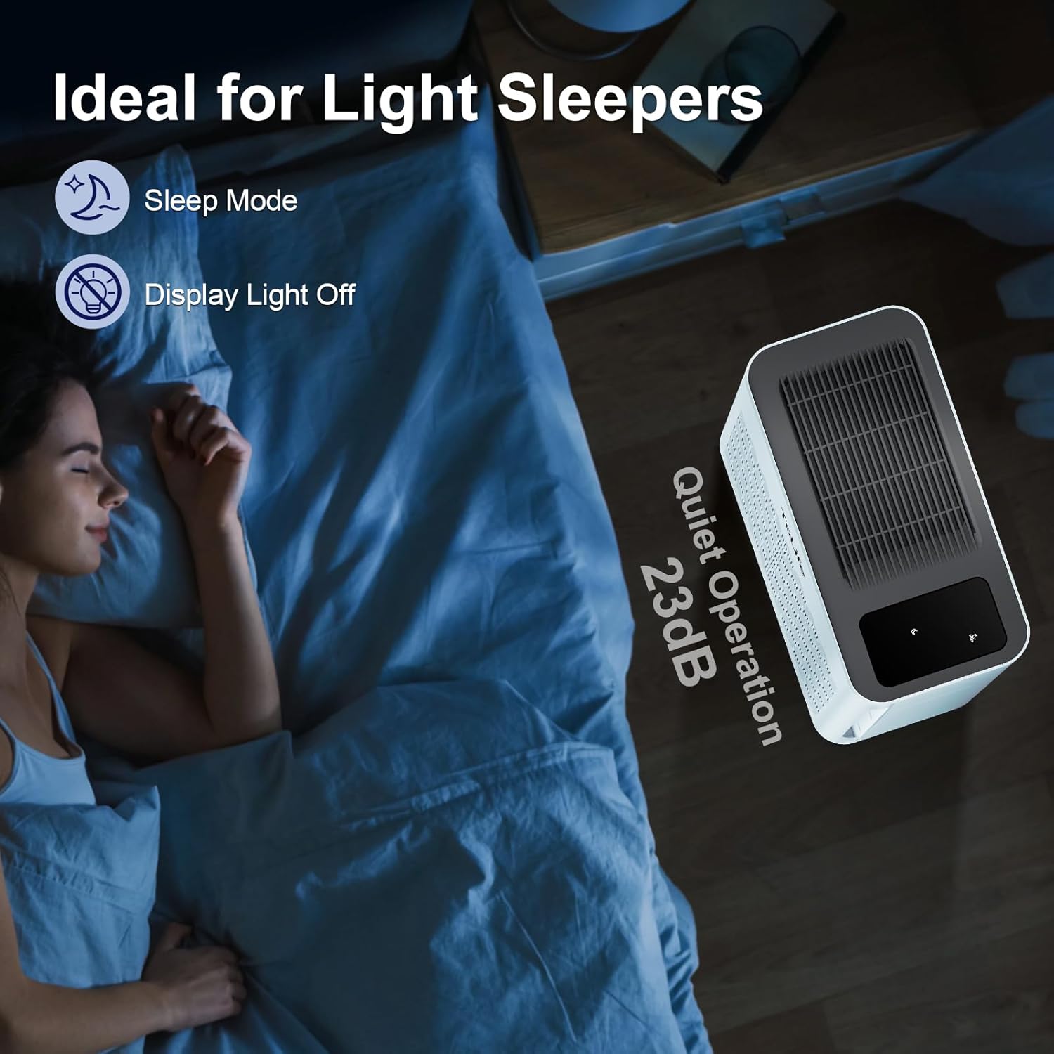Tolife Air Purifier - Large Room Air Cleaner for Home | Washable Filter, Sleep Mode, Up to 1095 Ft², White
