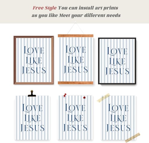 LARTSFRO Coquette Navy Blue Bow Wall Art - Inspirational Christian Decor for Teen Girls | Set of 4 Unframed 10x8 Inch Posters