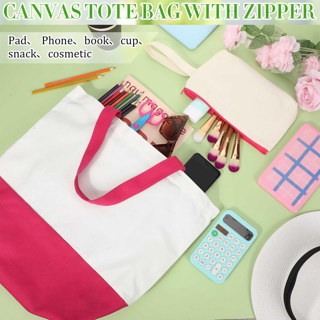 Sanwuta 24 Pcs Canvas Tote Bags Bulk 18.5" Cotton Cosmetic Bags Reusable Shopping Tote with Handles(Multicolor)