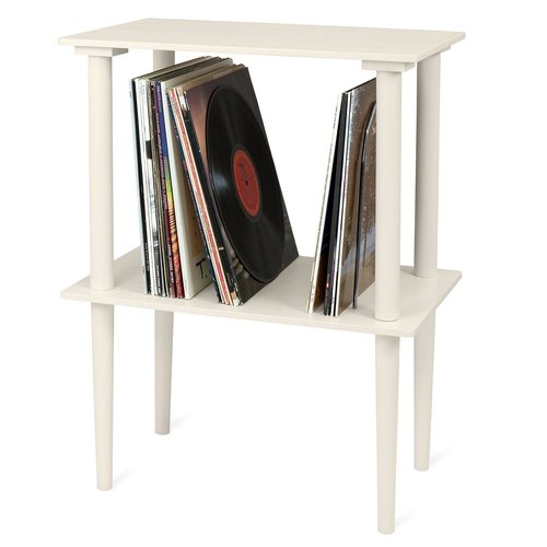 Victrola Wooden Record Stand – Companion Piece for Victrola Music Centre, Holds Over 50 Vinyl Records, Elegant Real Wood Construction, No-Tool Assembly (White)