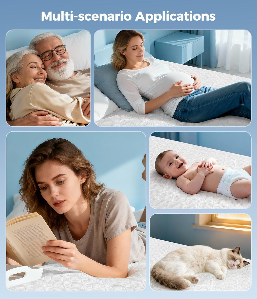 Skiennix Waterproof Mattress Protector - Soft & Breathable Queen Size Pad | Noiseless 3D Air Fabric, Machine Washable, White