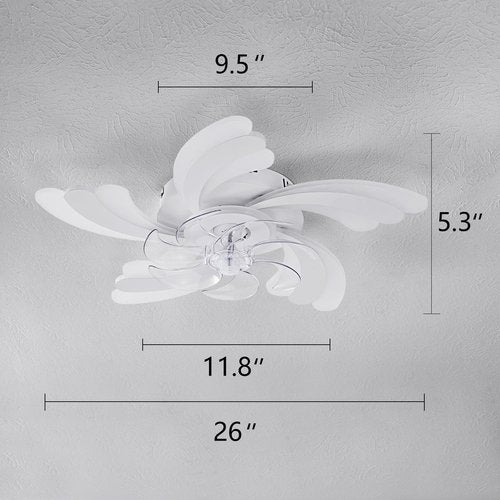 Yfrest Modern Ceiling Fan with Light and Remote, Low Profile 26 Inch Flush Mount Fandelier for Kitchen Bedroom