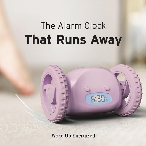 CLOCKY Alarm Clock on Wheels – Loud Rolling Alarm Clock for Heavy Sleepers | Runaway Clock that Jumps & Runs to Wake You Up | Funny Unique Gift for Adults & Teens (Lavender)