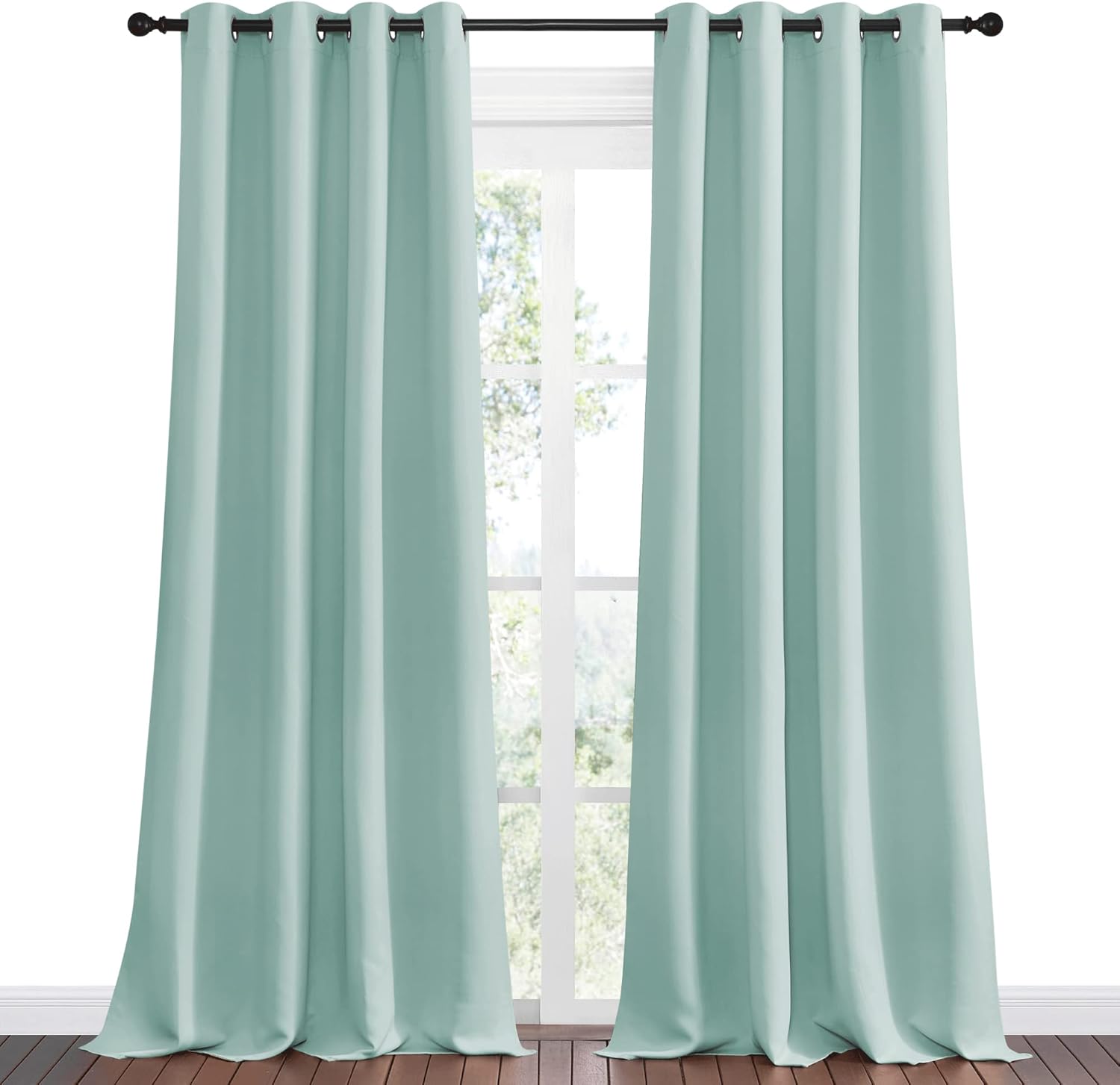 NICETOWN Aqua Blue Blackout Curtains - 102" Long | Sound Reducing & Heat Blocking | 55" Wide, 2 Panels