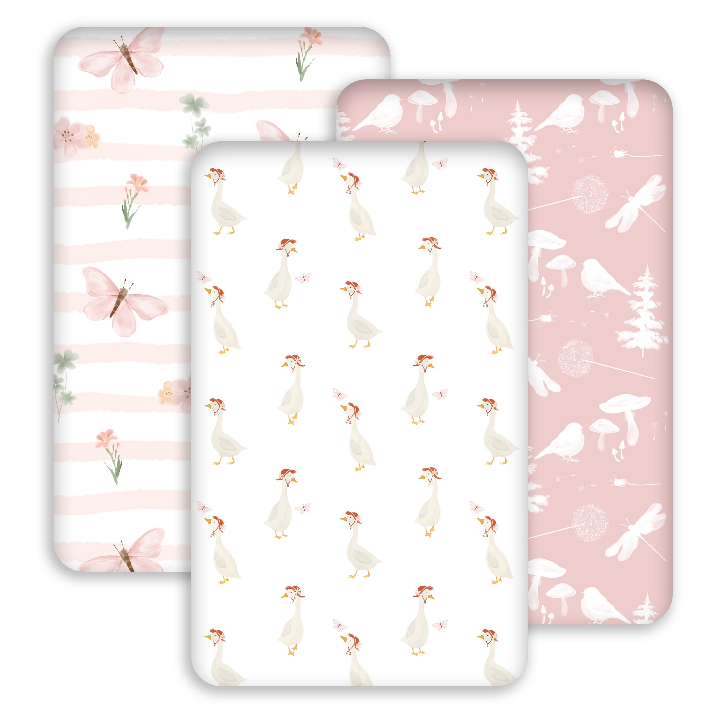 Civarua Kids Bedside Sleeper Bassinet Fitted Sheets 20 x 33, 3 Pack Baby Delight Beside Me Dreamer,Babybond,Jimglo,koola,cowiewie,fodoss, Dream On Me Baby Square Bassinet, Pink Animal
