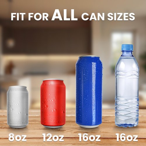 2025 New Auto-Eject Can Crusher with Trash Bag Organizer - Built-in Bottle Opener, Works for 8/12/16oz Cans, Wall-Mounted Recycling Tool (white-US flag)