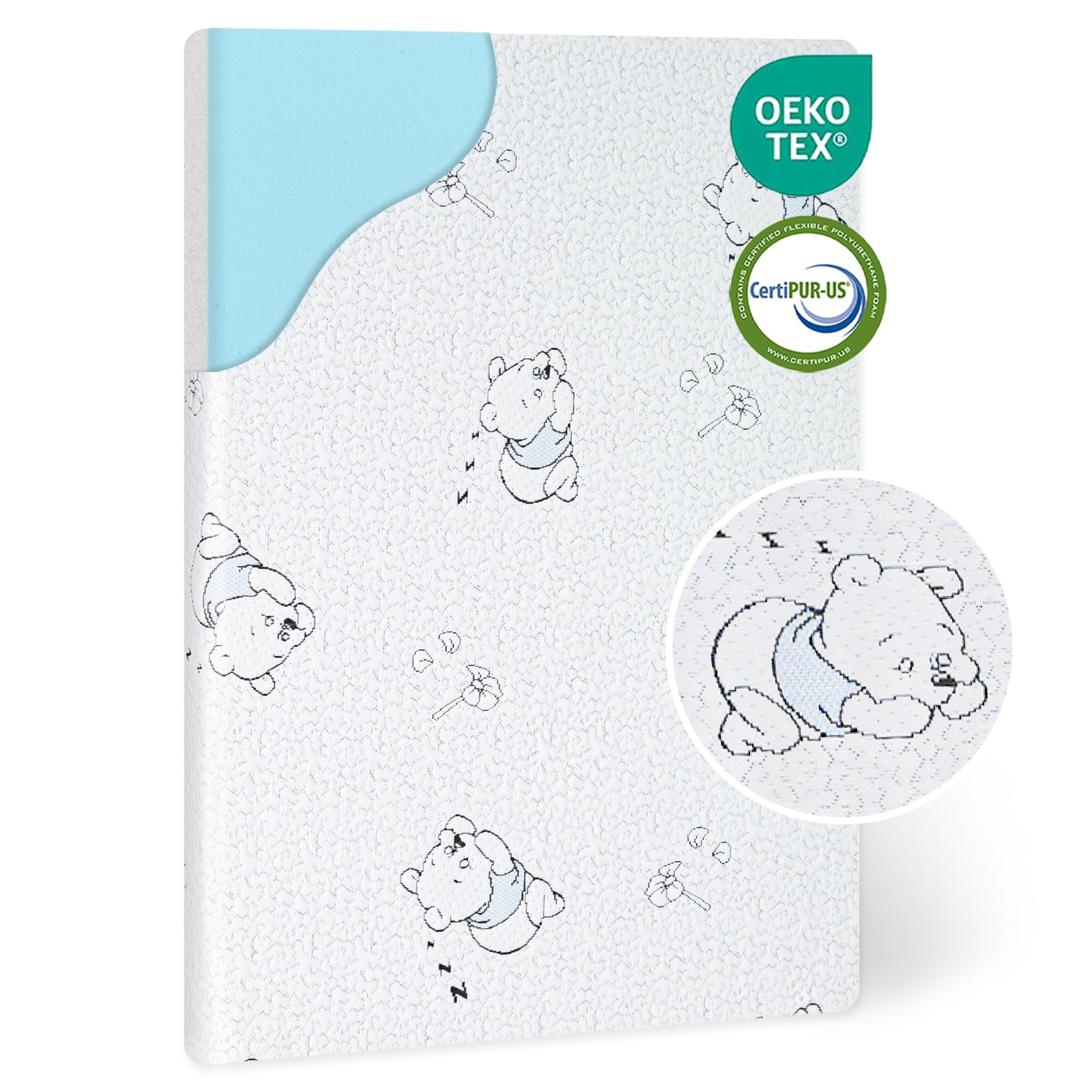 ESJAYING Pack and Play Mattress, 38"x26" Dual-Sided Baby Mattress for Pack n Play with Ultra-Soft Jacquard Cover, Breathable Gel Memory Foam Pack N Play Mattresses Pad for Baby Toddler