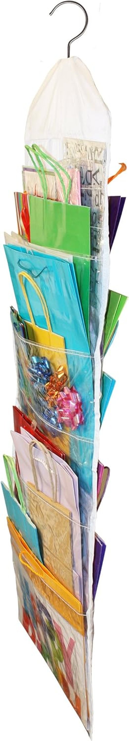 Jokari Gift Bag Organizer - Hanging Storage for Gift Bags, Bows & Ribbons - Clear Pockets for Easy Access