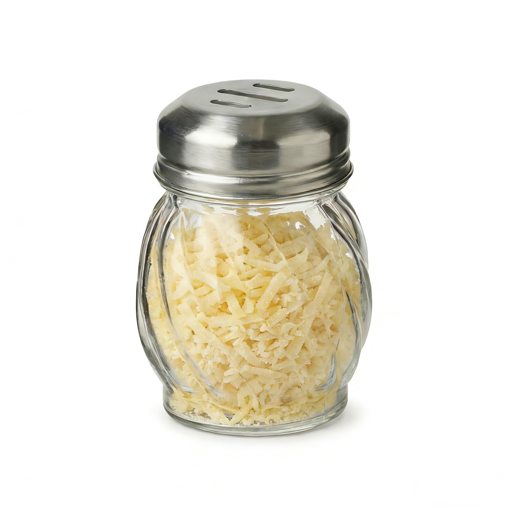 TOPKITCHEN 6 Ounce Glass Swirl Cheese Shaker, Crushed Red Pepper Shaker with Stainless Steel Slotted Lid
