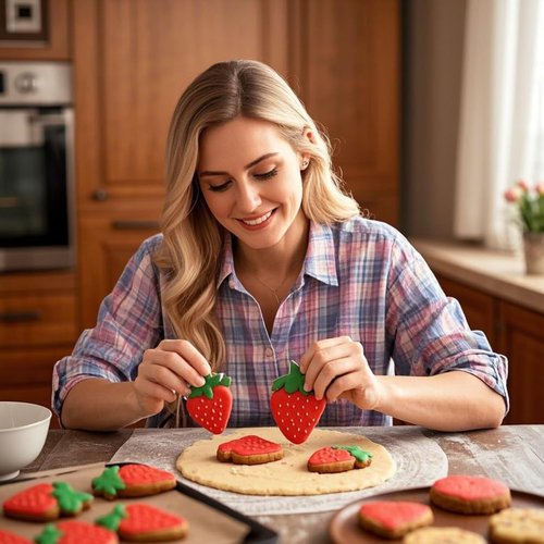 Auktosmn Strawberry Cookie Cutter Set-Size 3.5" 2.5" 1.5"-3 Pieces-Dishwasher Safe Fondant Cookie Cutters for Baking