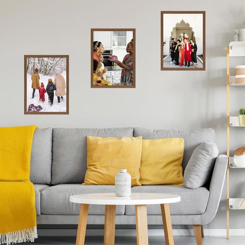 JCJMY 12x17 Picture Frame - Brown Wall Hanging Frame with Shatter-Resistant Plexiglass | Versatile Mounting Options