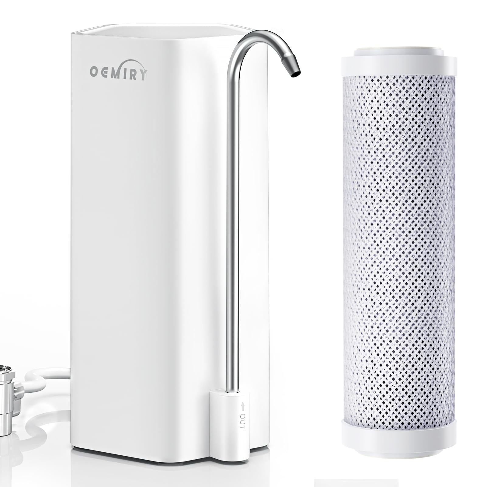 OEMIRY OM-CF04 Countertop Water Filter & OM-CF04 Replacement Filter, Reduces 99.99% Lead, Chlorine, Heavy Metals, Bad Taste & Odor (2 Filters Included)