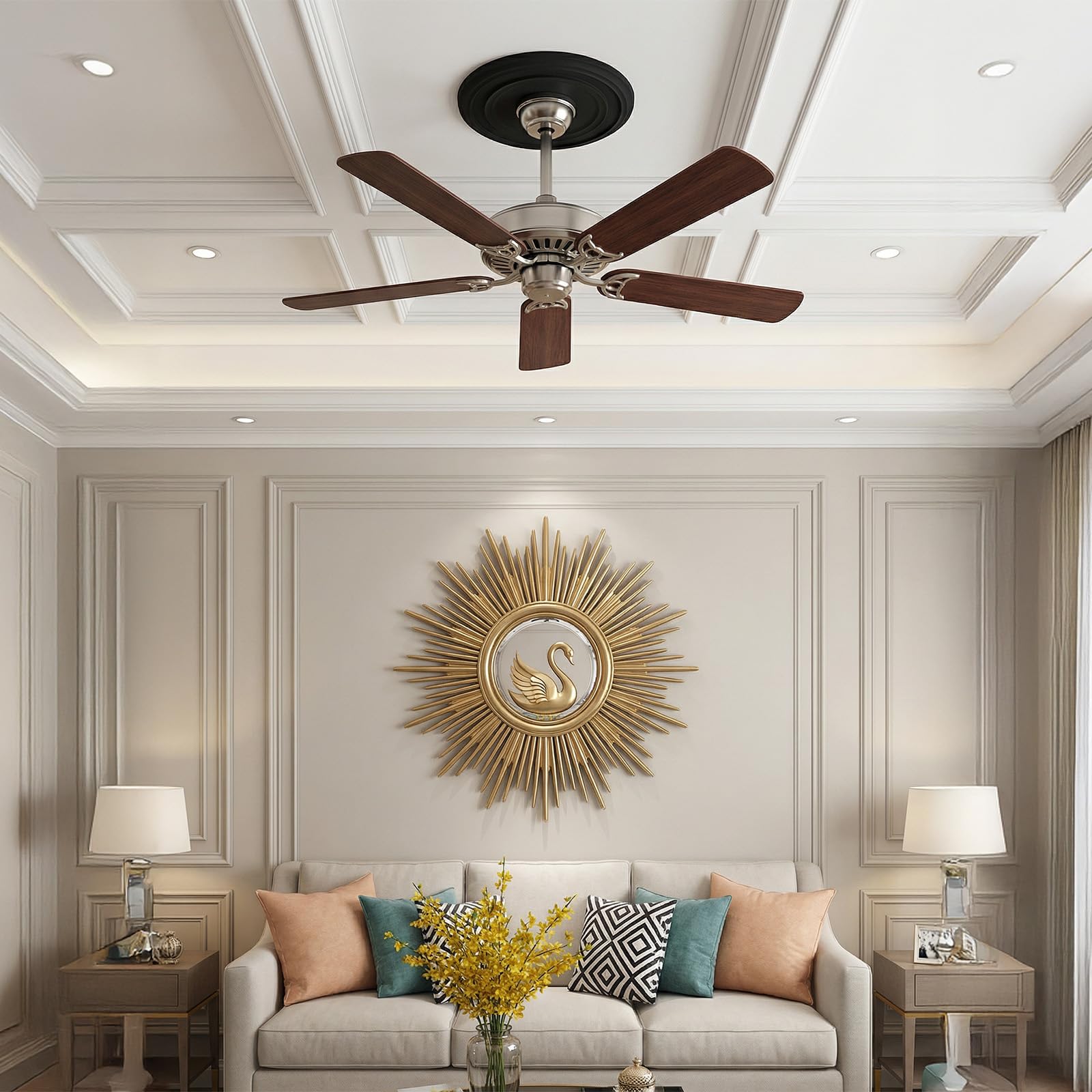 Yuanan Ceiling Medallions for Light Fixtures, 12.2" OD X 3.9" ID PU Ceiling Light Medallion Black Ceilings Fan Cover Medallion for Lights Fixture Ceilings Lights Cover Plate for Fixtures Fans