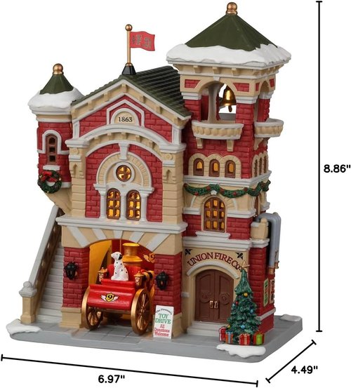 Lemax Union Fire Co. | Detailed Collectible Fire Station Figurine - Perfect for Holiday Displays