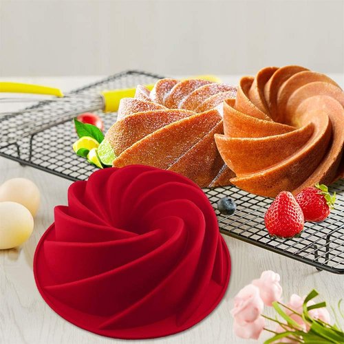 IELEK Silicone Fluted Cake Pan - Nonstick Jello Molds for Baking Cakes, Gelatin & Bread | Versatile Kitchen Tool