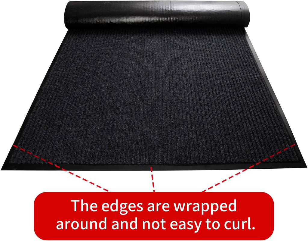 TANYOYO 3' X 10' Commercial Grade Door Floor Mat Brush Step Entrance Mat Vinyl Backed Utility Doormat Heavy Duty Floor Rugs Commercial Outdoor Carpet Indoor Entrance Mat，Black