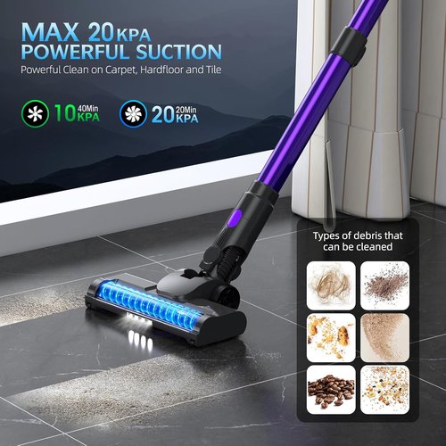 Bieiao Cordless Vacuum Cleaner - Lightweight 6-in-1 Stick Design with LED Display & 40-Minute Battery Life