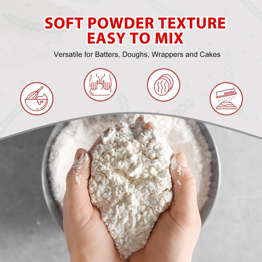 Soeos Rice Flour - All-Natural Gluten-Free Baking Flour | 16 Ounce Resealable Bag for Sourdough Bread
