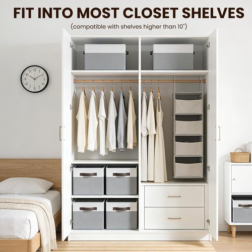 Criusia Closet Organizers - 6 Pack Storage Bins with Handles for Bedroom & Nursery Organization