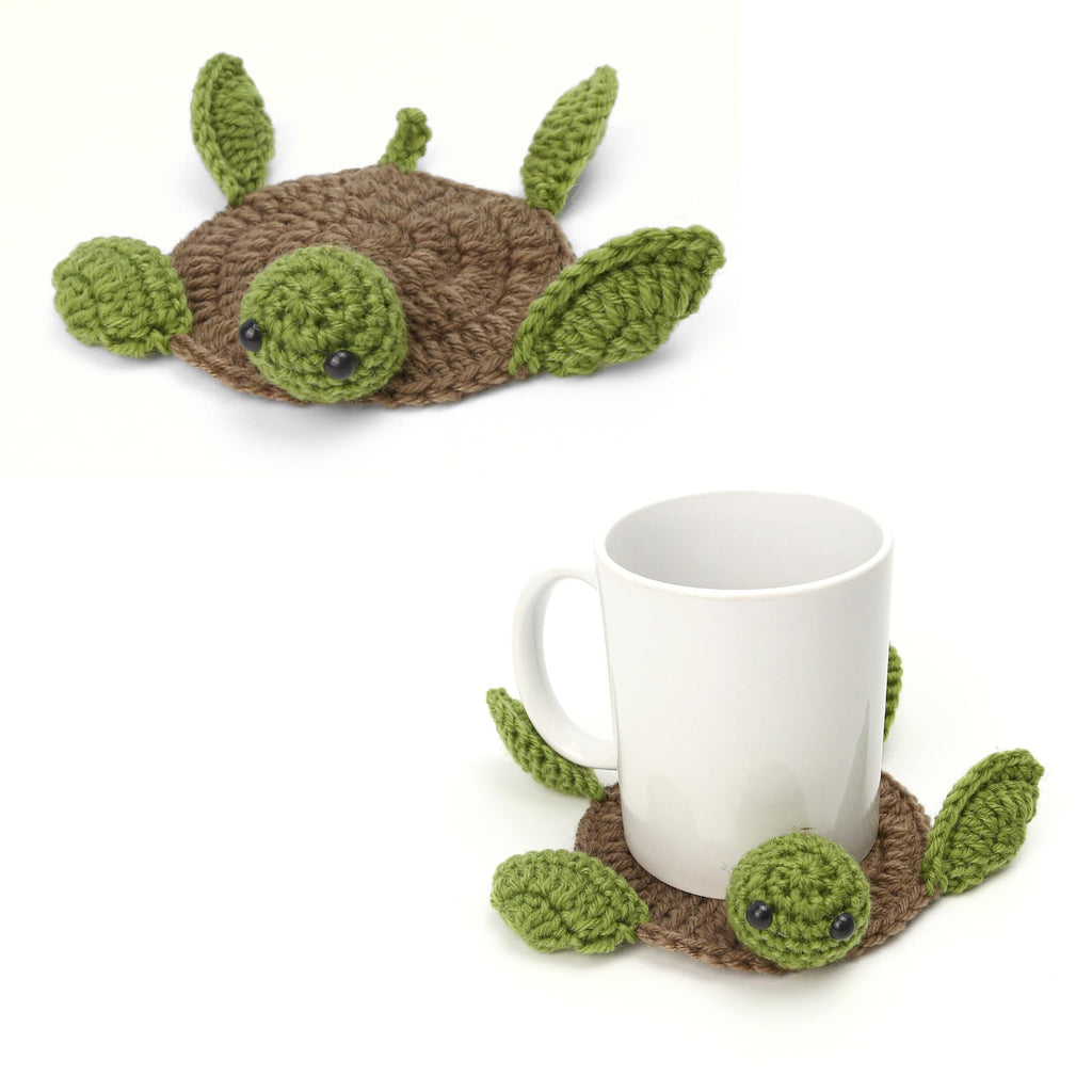 Turtle Coaster Rug for Drink Cup Mug, Handmade Crochet Knitting Animal Tortoise Shaped Mat Set, Creative Gift for Teacher Daughter Mom, Funny Desk Table Office Accessories Housewarming Home Decoration