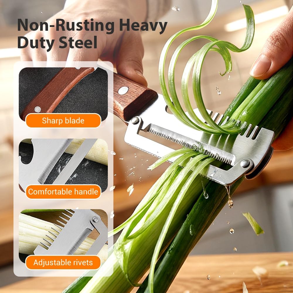 Skiennix Premium Vegetable Peeler - Multi-Functional Kitchen Tool with Wooden Handle & Bottle Opener | Ideal for Fruits & Veggies