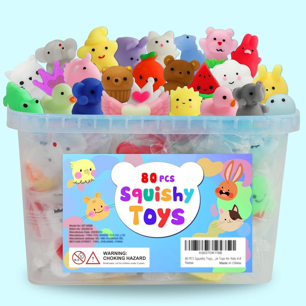 Skiennix Kawaii Squishies | 80Pcs Bulk Fidget Sensory Toys for Kids 4-8 | Perfect Birthday & Easter Gifts