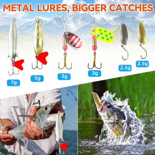 Fishing Advent Calendar 2025 Adult Men Teen Boys, 24 Day Fishing Lure Countdown Calendar with Spoons Minnow Popper Crankbait VIB Xmas Fishing Gift for Father