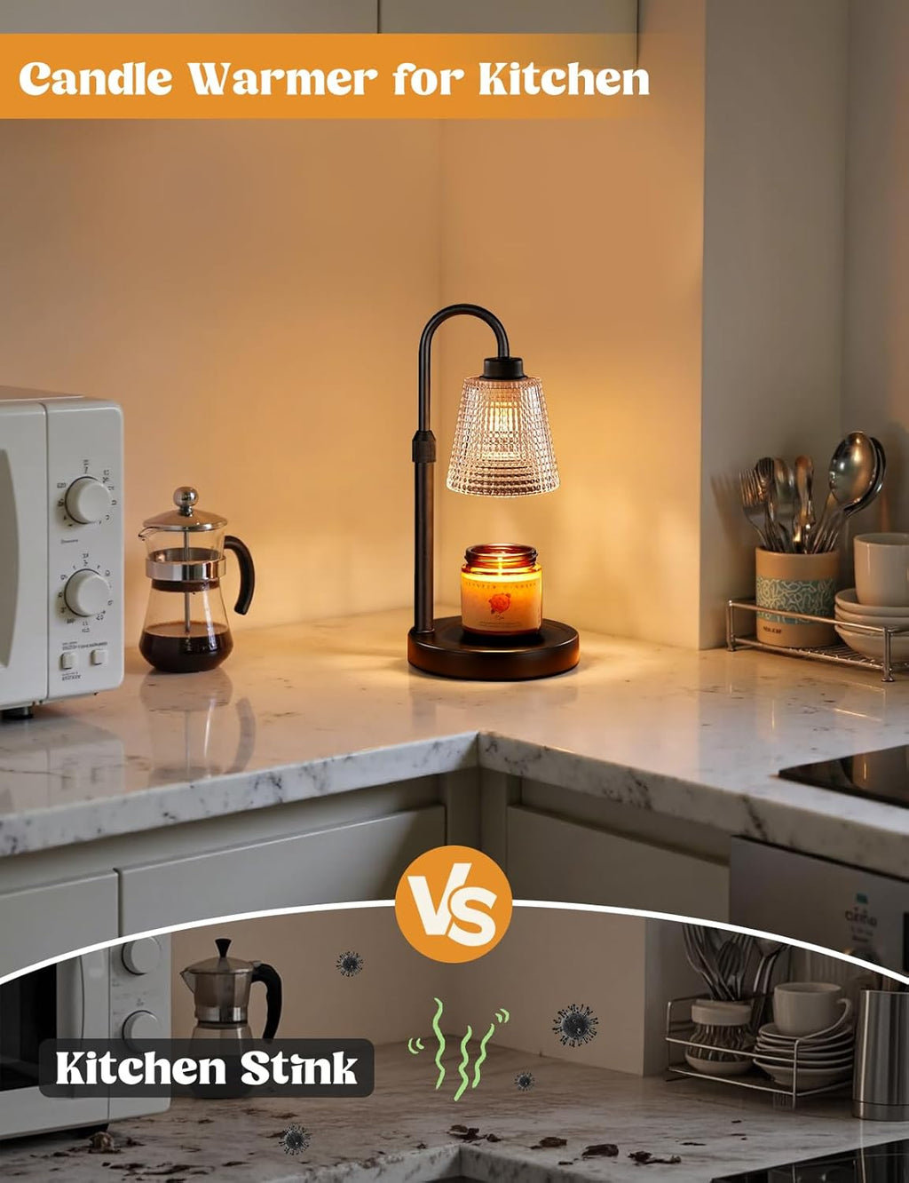 Skiennix Candle Warmer Lamp - Dimmable & Adjustable Height | Perfect for Jar Candles & Wax Melts