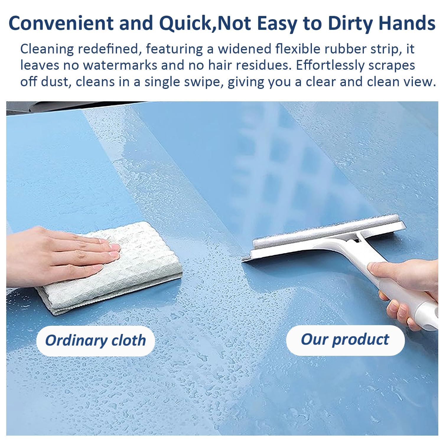 2 Pack All-Purpose Shower Squeegee for Shower Glass Door, Shower Glass Cleaner Squeegee with Spray, Washer, Wiper, 3 Functions in 1, Perfect Household Cleaner Tool