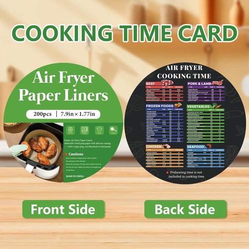 200PCS Air Fryer Liners - Non-Stick 8 Inch Parchment Paper for 5-8 QT Air Fryers | Waterproof & Oil-Proof