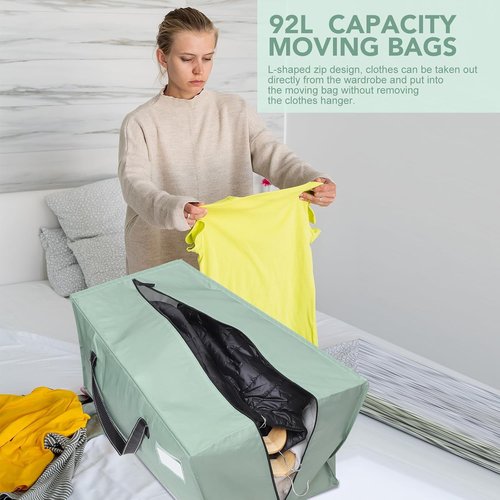 Dntorx Heavy Duty Moving Bags - Waterproof Storage with Backpack Straps | 4 Pack for Travel & Camping