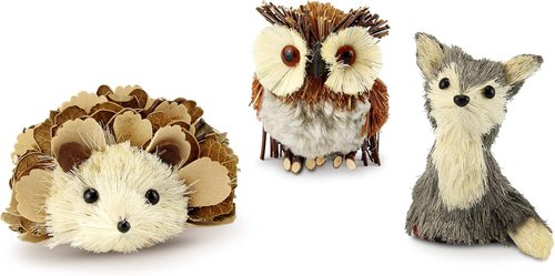 AuldHome Design Woodland Friends Figurines - Set of 3 Forest Animal Decor for Fall & Winter