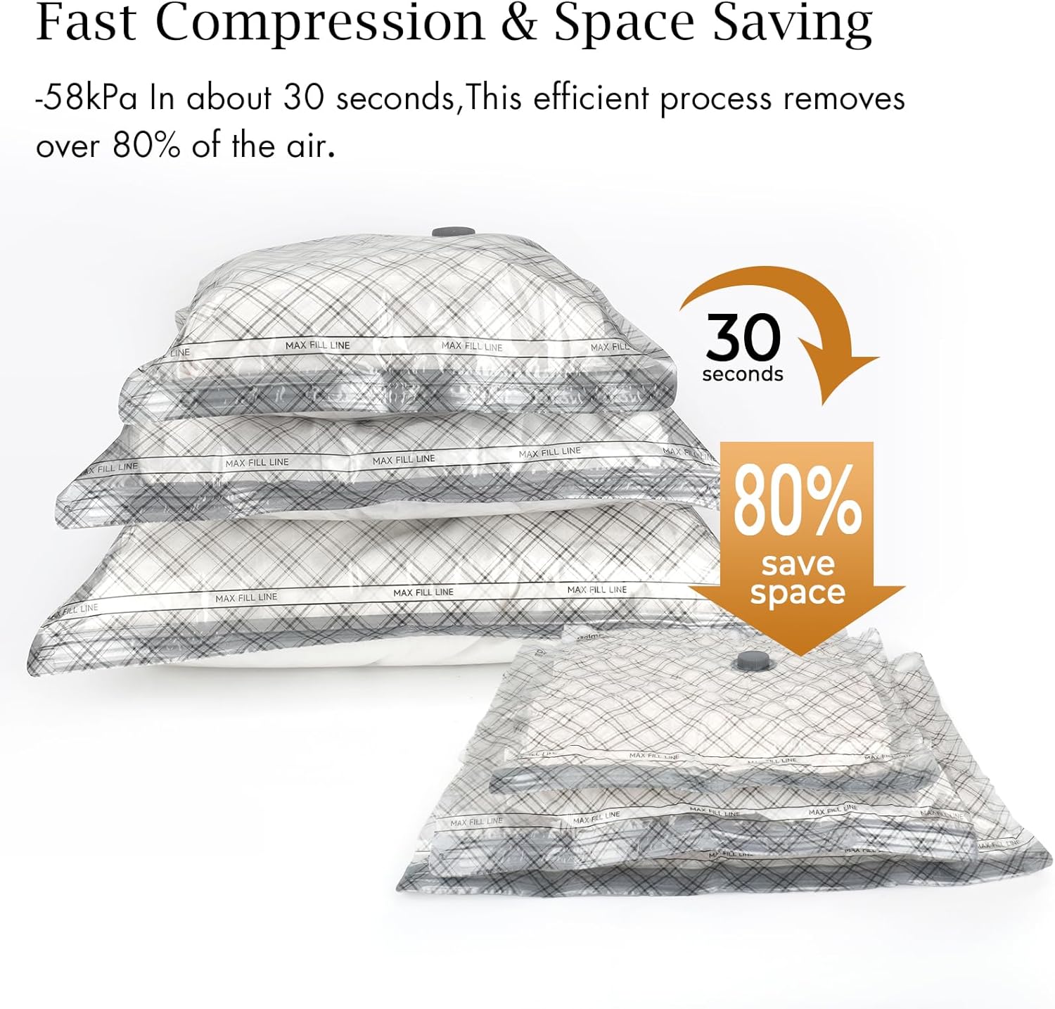 Skiennix Travel Vacuum Storage Bags - 15 Pack Compression Seal Bags with USB Electric Pump for Luggage