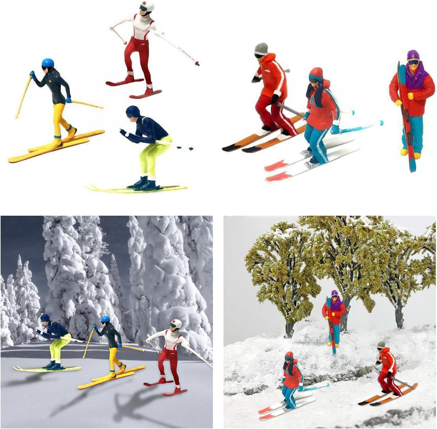 Skiennix Miniature Skiing Figures - 6Pcs Hand-Painted Scene Accessories for DIY Projects and Decor