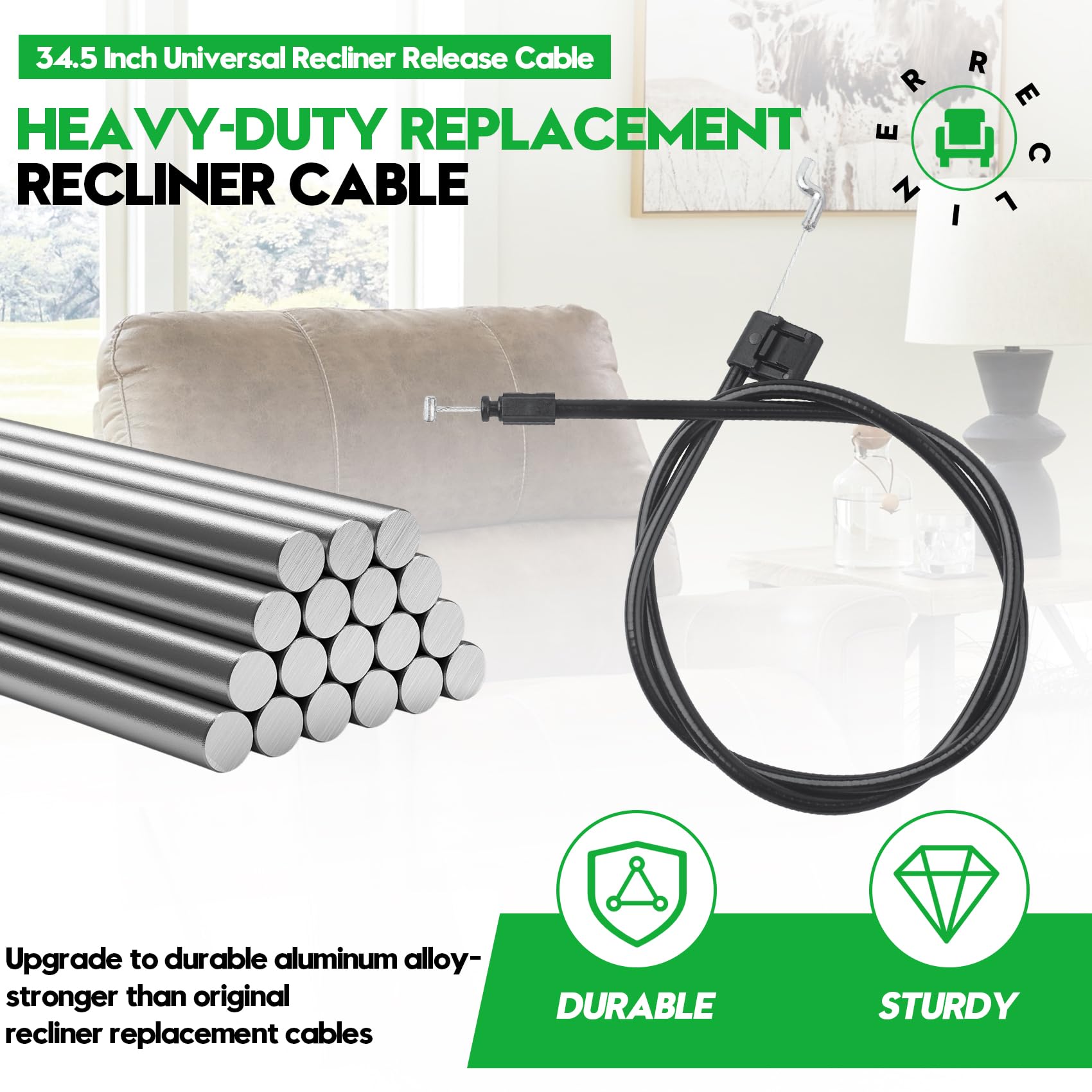 34.5 Inch Recliner Release Cable for Ashley Lazy Boy & Lane Recliner Chair