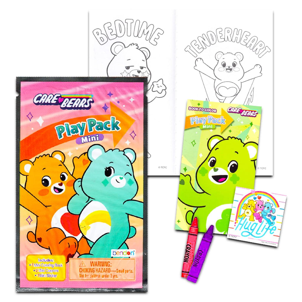 Care Bears Mini Party Favors Set for Kids - Bundle with 24 Miniature Play Packs with Coloring Book, Stickers and More | Care Bears Birthday Party Supplies Gift Bag Fillers