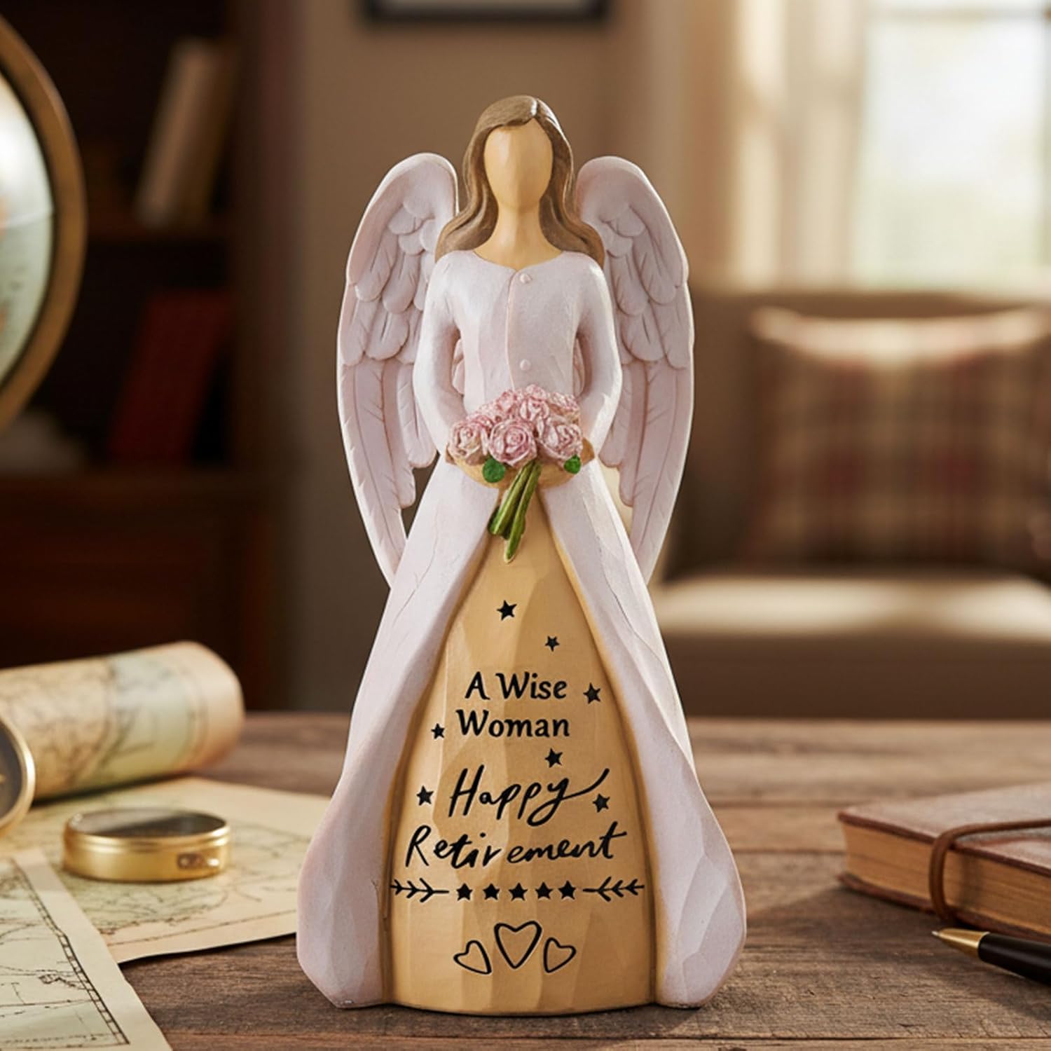 NAN ZAI NAN FANG Retirement Gifts for Women | Funny Hand-Painted Angel Figurine - 5.5" Personalized Gift for Coworkers, Teachers, Nurses