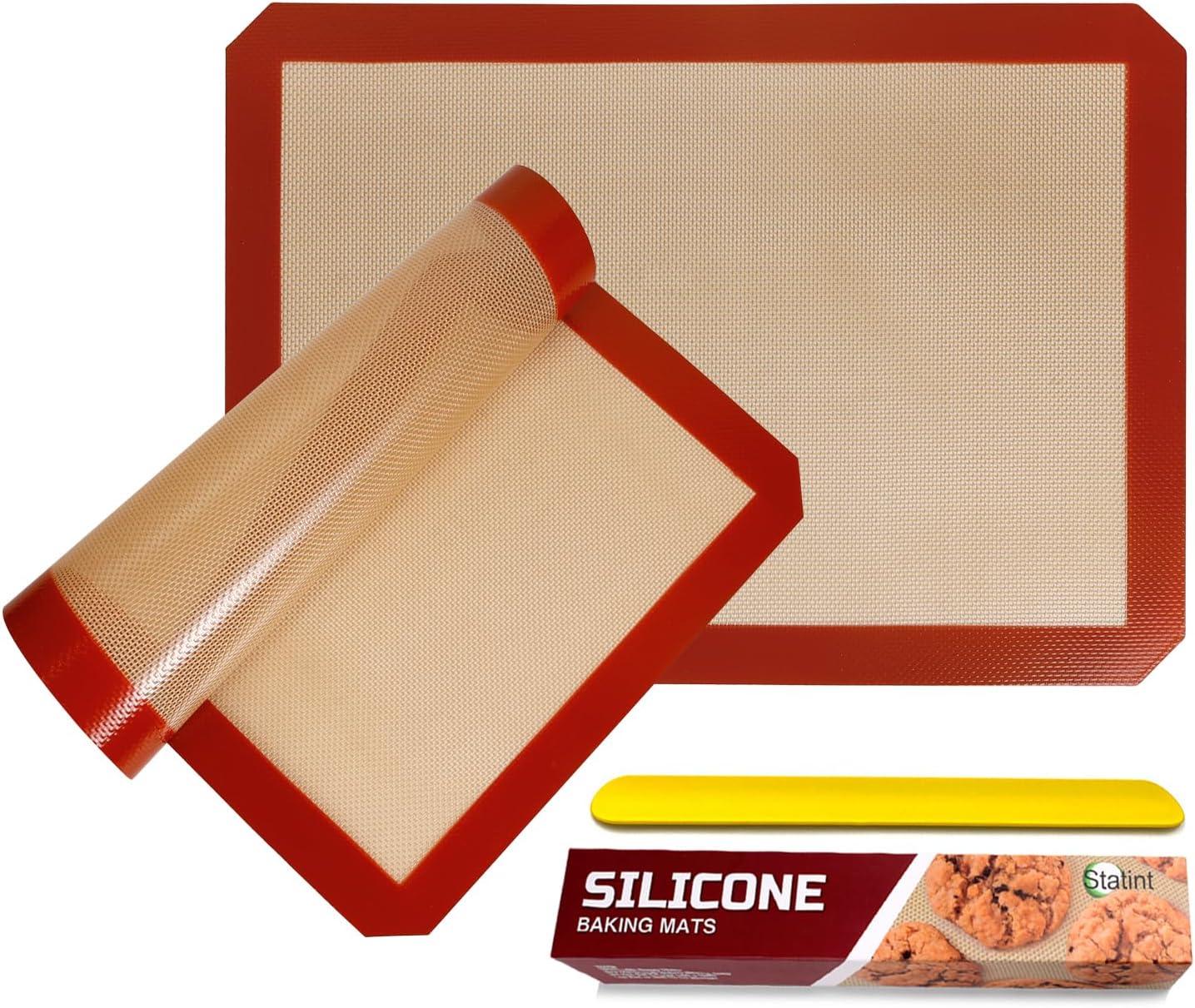 STATINT Non-Stick Silicone Baking Mat - Premium Food Safe Reusable Cookie Mats, 16.5" x 11.6" (Pack of 2)