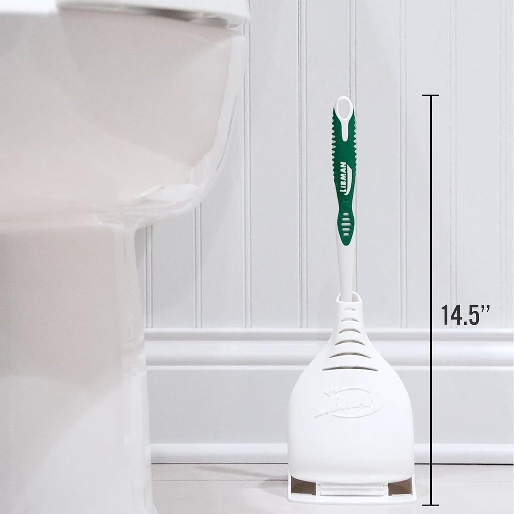 Tribello Toilet Brush and Holder Set - Fast Drying Caddy with 32 fl. oz. Stain Remover Soap