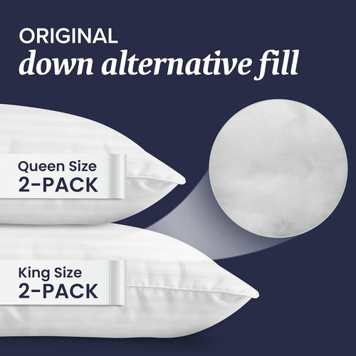 Beckham Hotel Collection King Size Bed Pillows - Set of 2 Down Alternative for All Sleep Positions