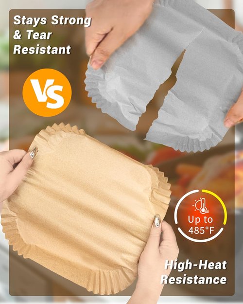 500Pcs Air Fryer Paper Liners - 8” Square Non-Stick Parchment for 5-8 QT Air Fryers | Oil-Proof & Unbleached