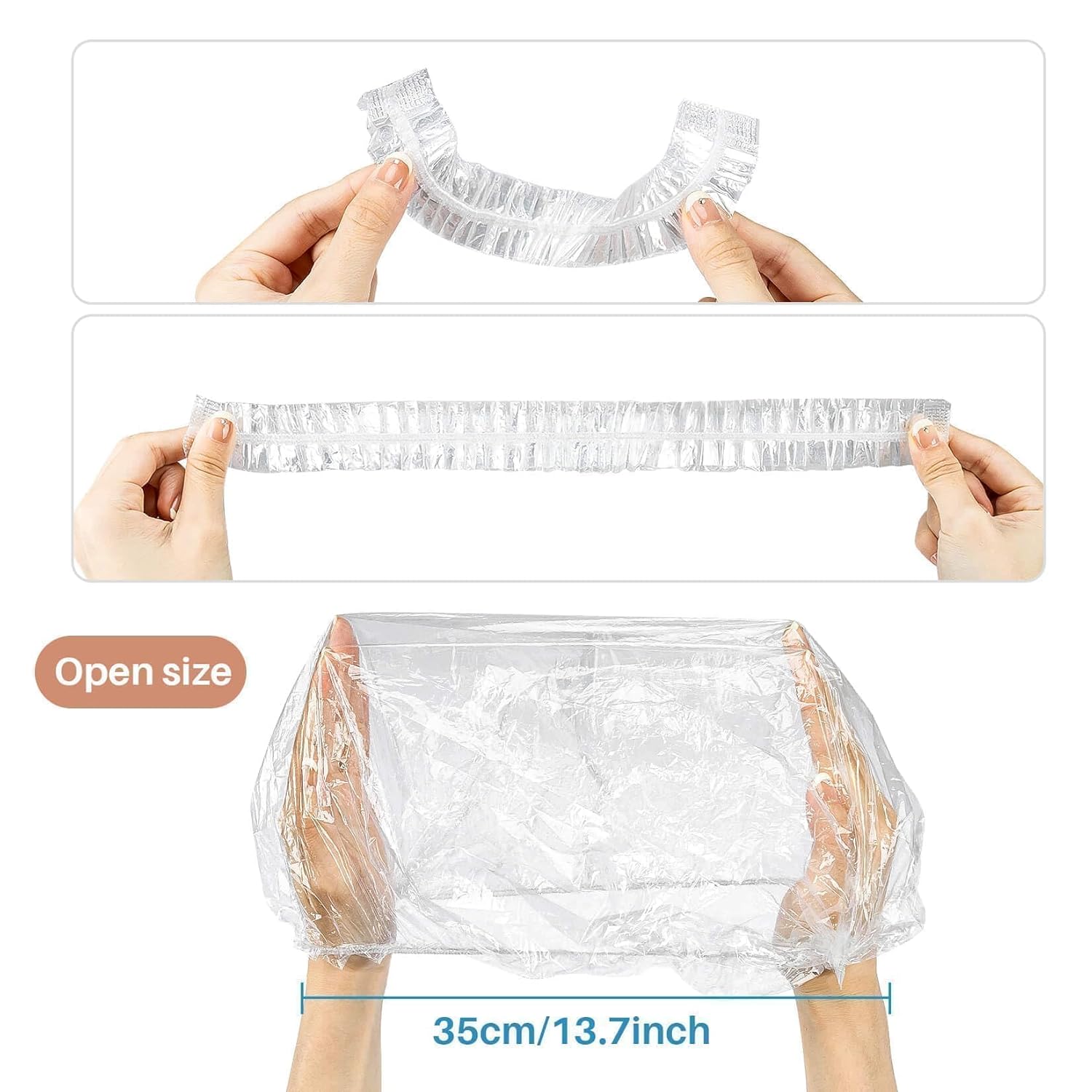 MAQIHAN Disposable Shower Caps - Large Waterproof Hair Caps for Deep Conditioning | Reusable Plastic for Travel