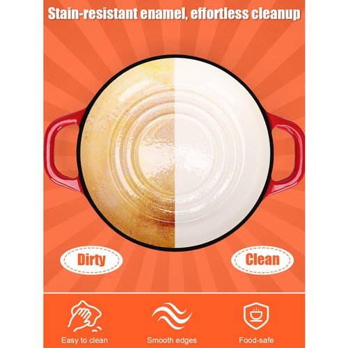 QuliMetal Dutch Oven Bread Baking- 5QT Enamel cast iron Oven with Sourdough Bread-Baking Supplies like Bread Proofing Basket, Scoring Lame, Dough Whisk for Sour dough, Bread-making Red