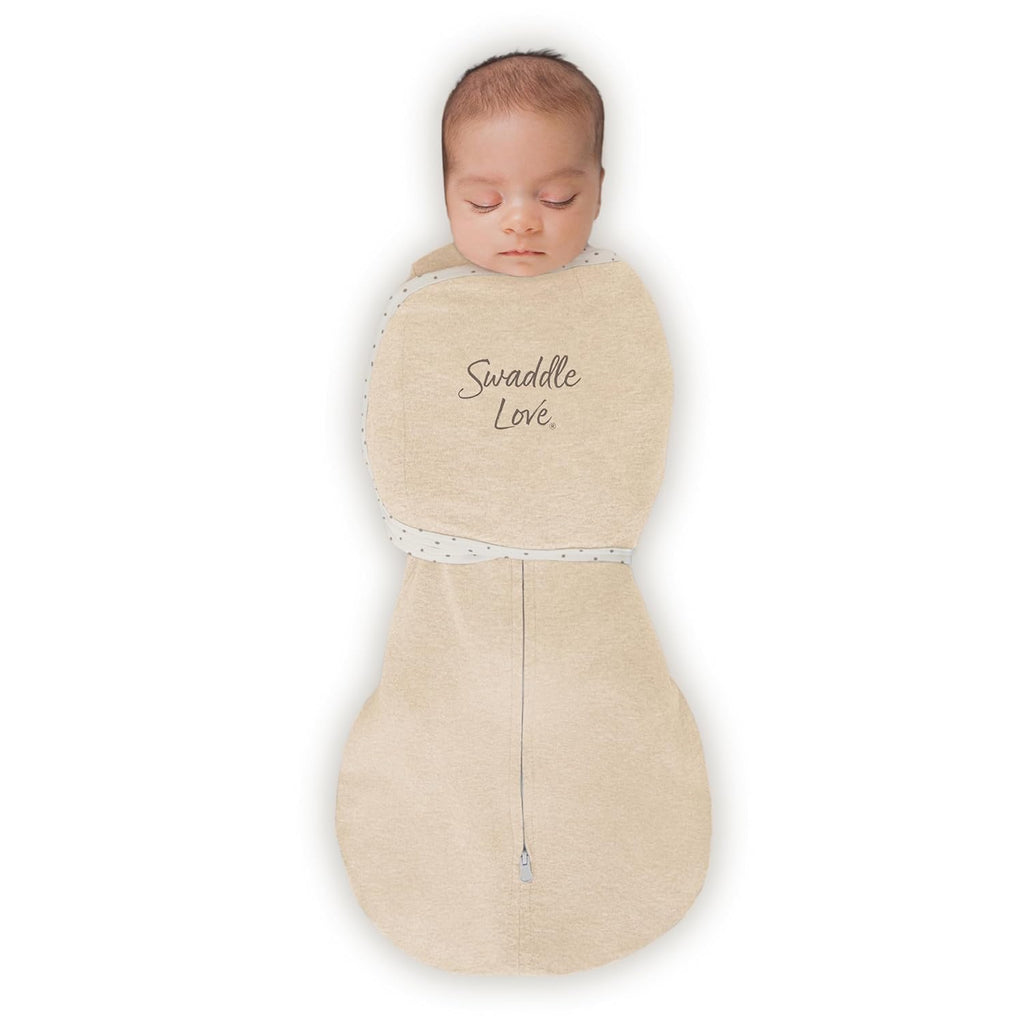 SwaddleDesigns 6-Way Omni Swaddle Sack - Arms Up Design for Newborns | Improves Sleep, Oatmeal, Small (0-3 Months)